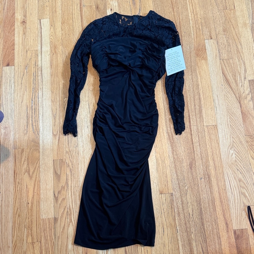 NWT Boston Proper Elegant Black Lace Evening Dress Womens 10